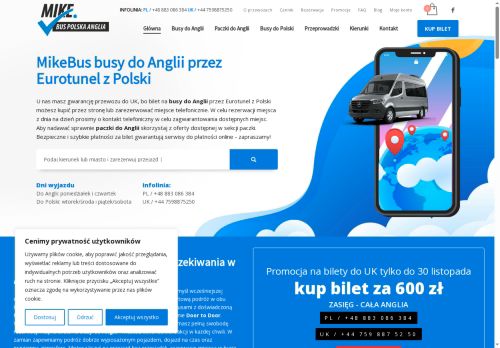Przewóz osób do Anglii