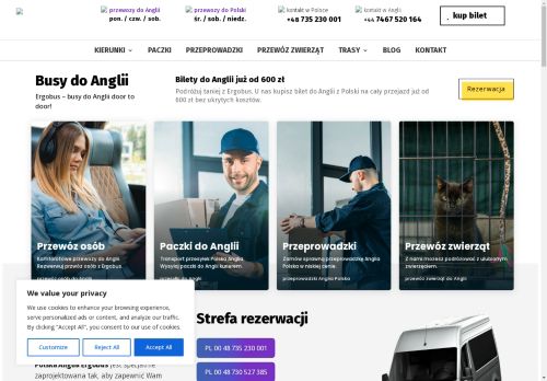 Komfortowy przewóz osób do Anglii
