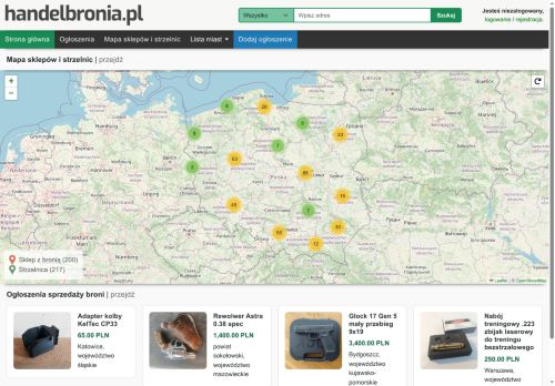 Handel bronią: mapa sklepów z bronią i mapa strzelnic