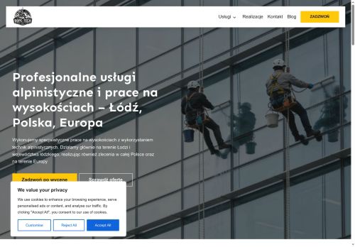 Rope Tech mycie wysokościowe, prace alpinistyczne